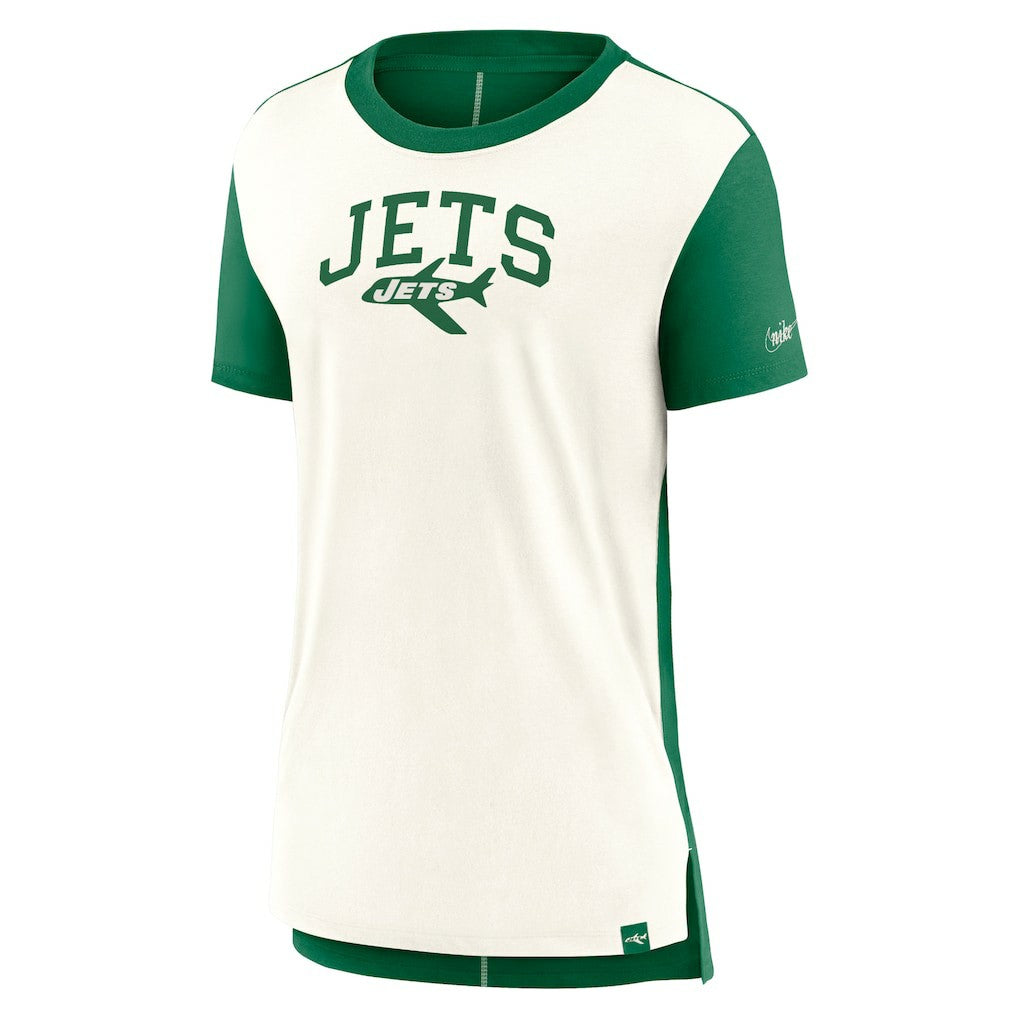New York Jets Women's Wordmark Tri-Blend T-Shirt Cream/Kelly Green | Nike for Sale