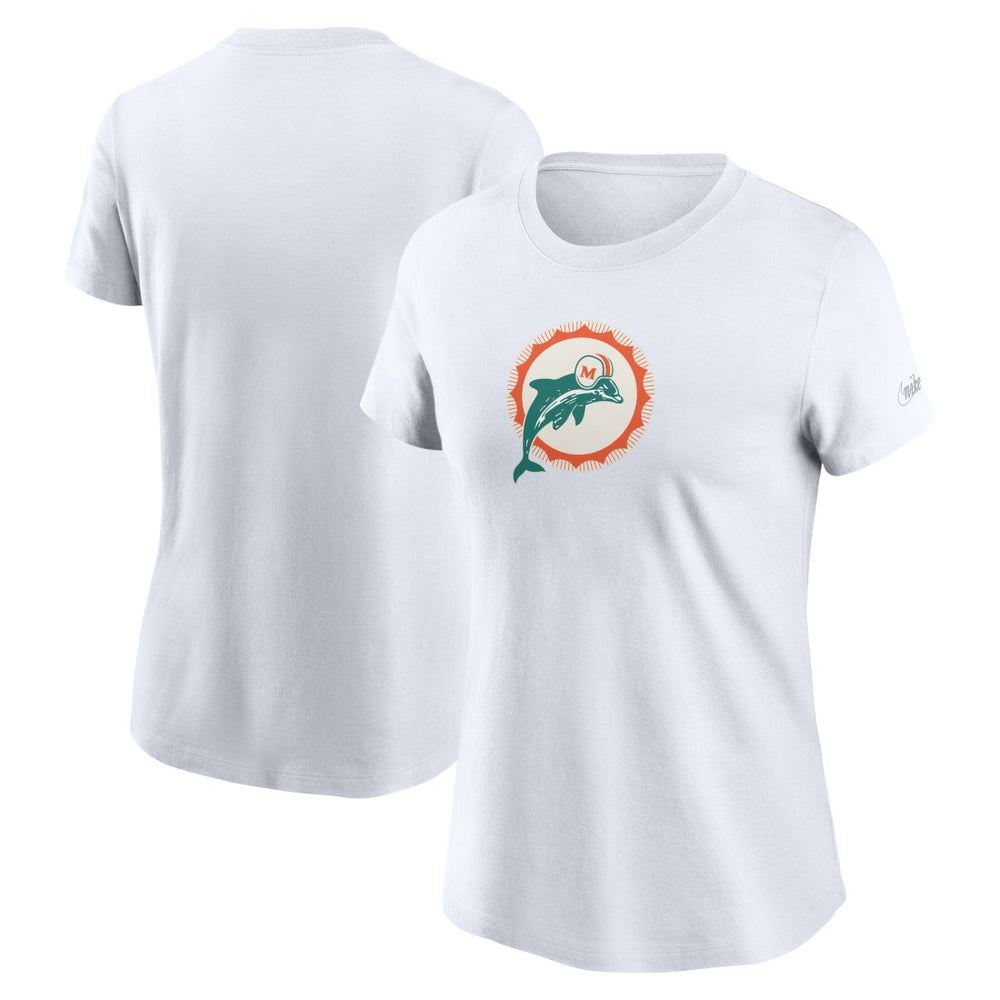 Miami Dolphins Women's Throwback Primary Logo T-Shirt White | Nike for Sale
