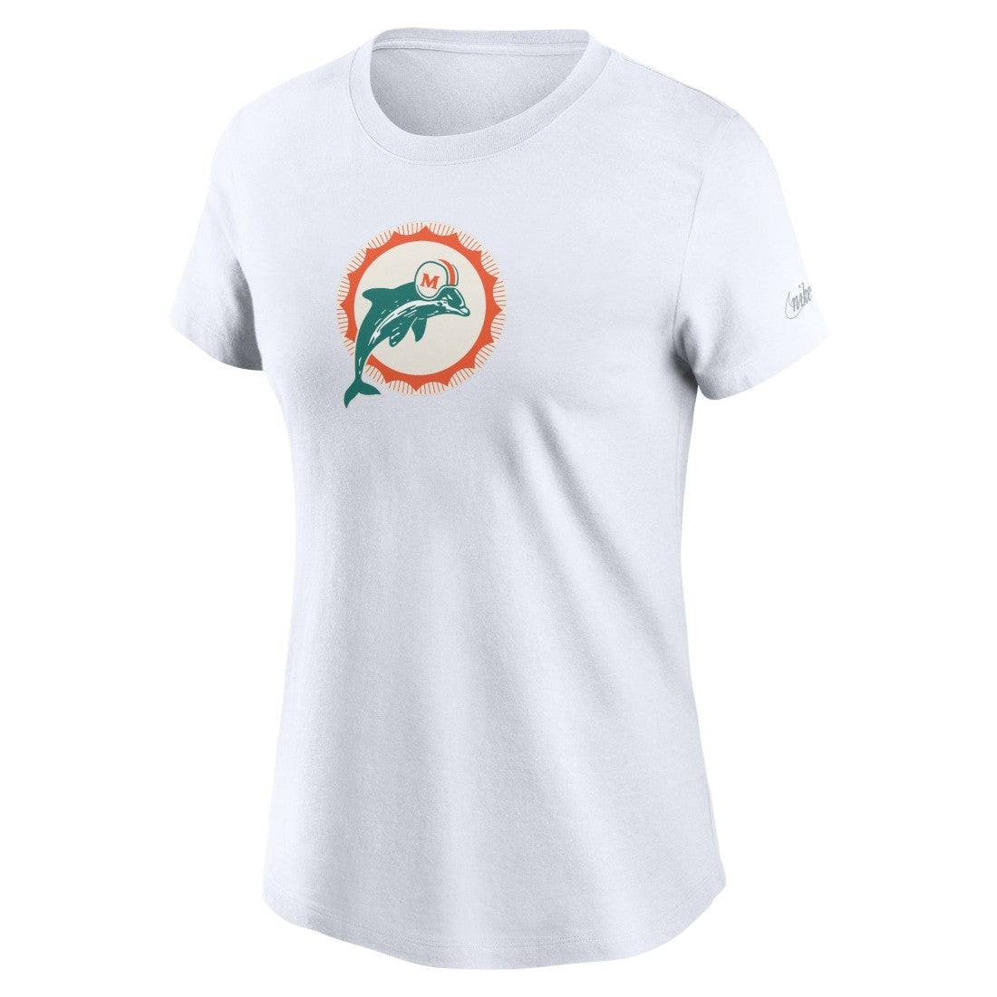 Miami Dolphins Women's Throwback Primary Logo T-Shirt White | Nike for Sale