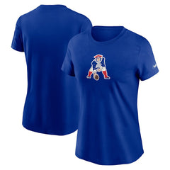 New England Patriots Women's Throwback Primary Logo T-Shirt Royal | Nike for Sale