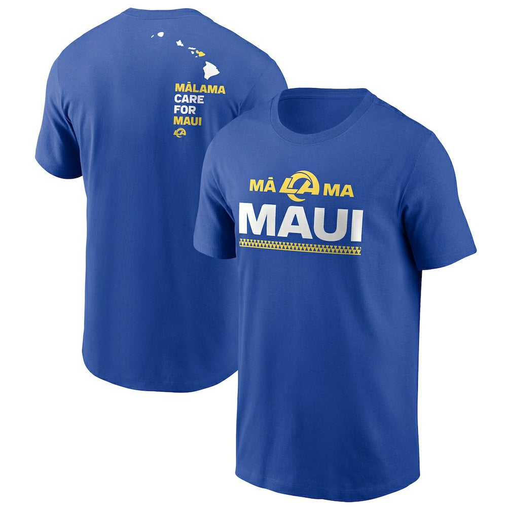 Los Angeles Rams x Maui Relief T-Shirt Royal | Nike for Sale