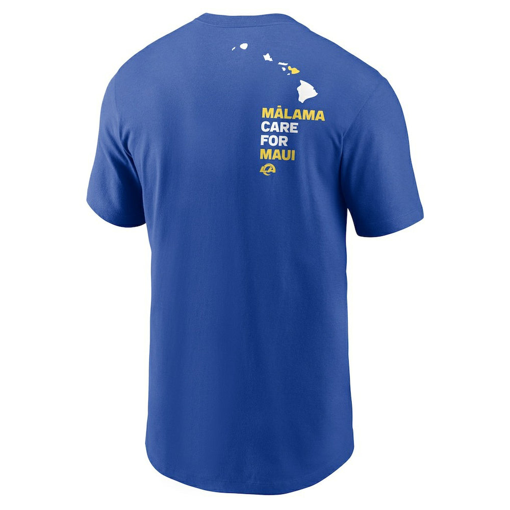 Los Angeles Rams x Maui Relief T-Shirt Royal | Nike for Sale