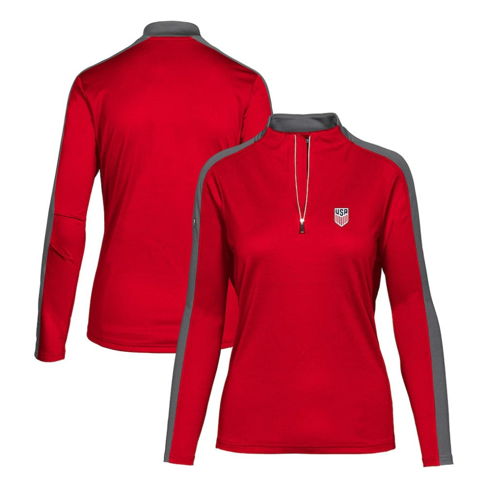 USMNT Levelwear Women's Quarter-Zip Pullover Top Red - FIFA World CUP