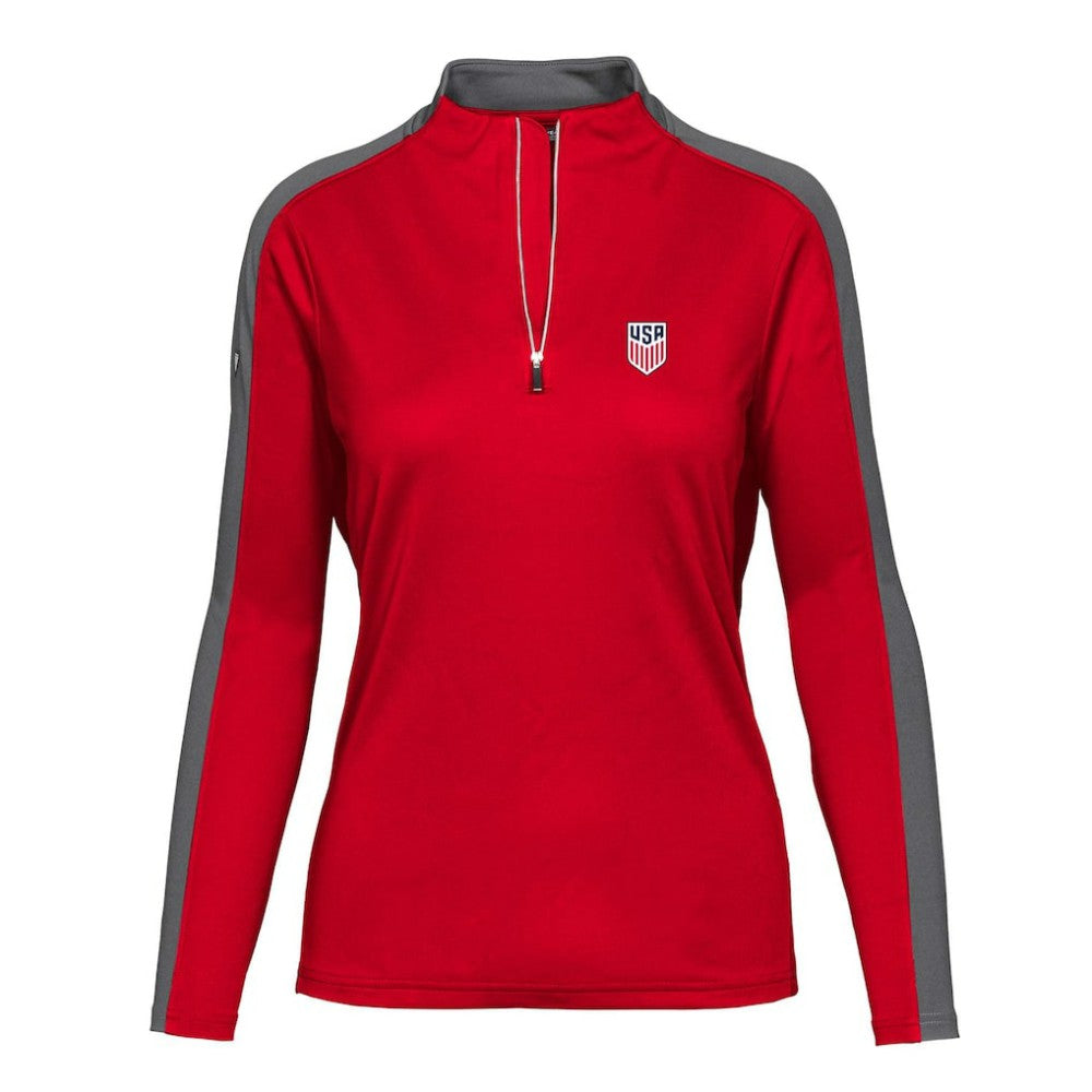 USMNT Levelwear Women's Quarter-Zip Pullover Top Red - FIFA World CUP