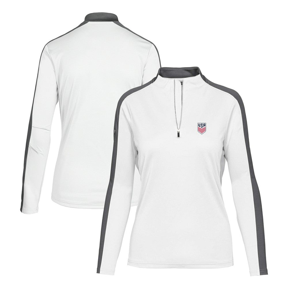 USMNT Levelwear Women's Quarter-Zip Pullover Top White - FIFA World CUP