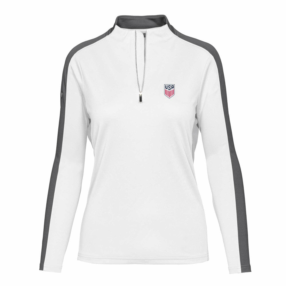 USMNT Levelwear Women's Quarter-Zip Pullover Top White - FIFA World CUP