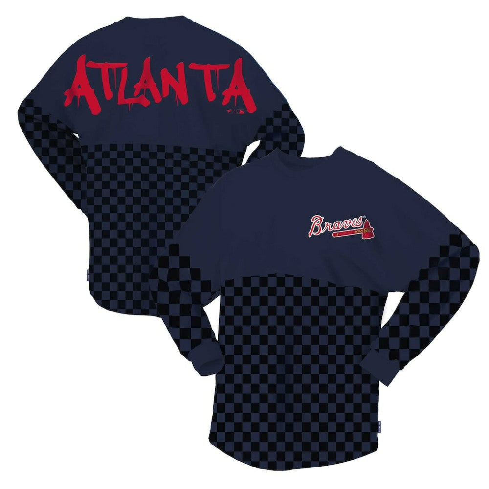 Atlanta Braves Fanatics Women's Checker Print Long Sleeve T-Shirt - MLB