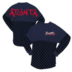 Atlanta Braves Fanatics Women's Checker Print Long Sleeve T-Shirt - MLB