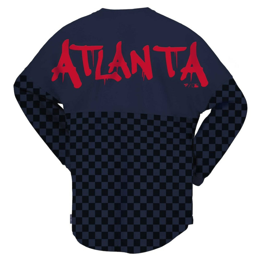 Atlanta Braves Fanatics Women's Checker Print Long Sleeve T-Shirt - MLB