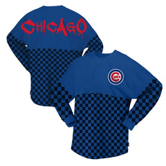 Chicago Cubs Fanatics Women's Checker Print Long Sleeve T-Shirt - MLB