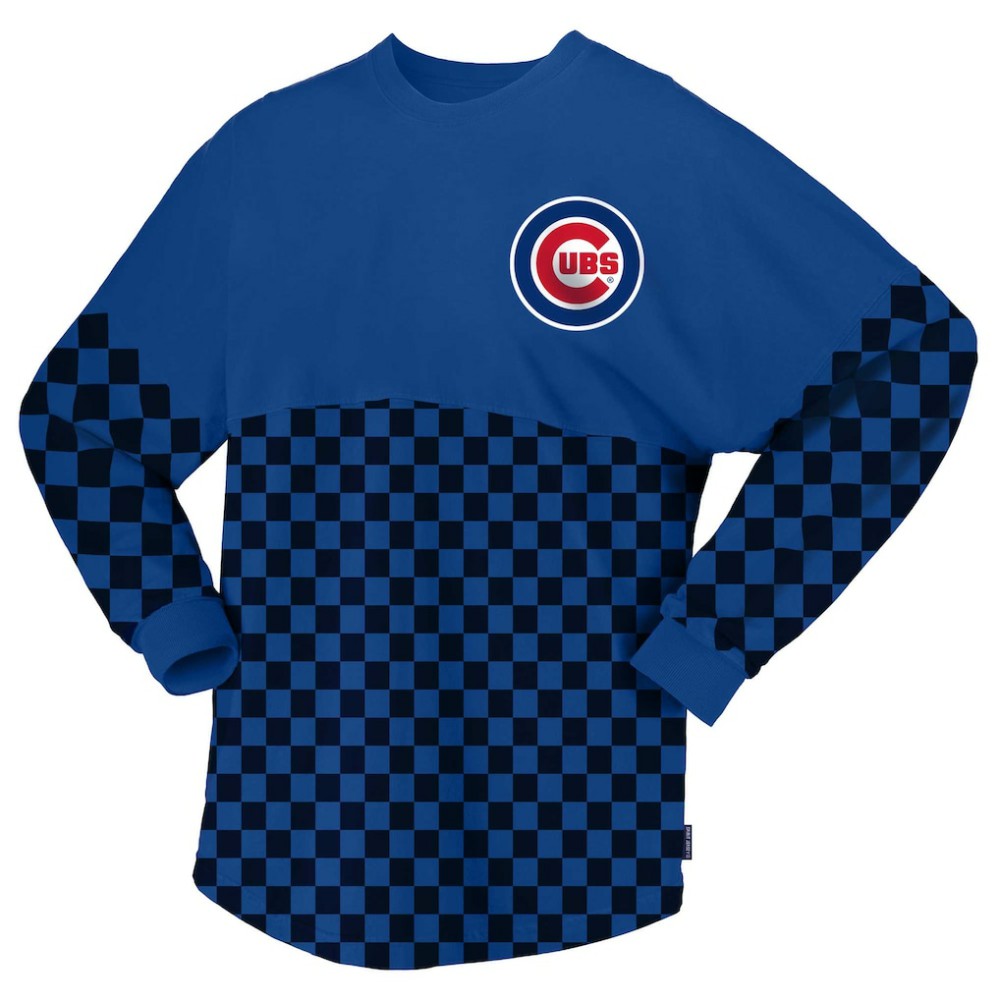 Chicago Cubs Fanatics Women's Checker Print Long Sleeve T-Shirt - MLB