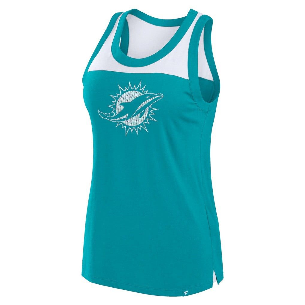 Miami Dolphins Women's Sequin Tank Top Aqua | Fanatics