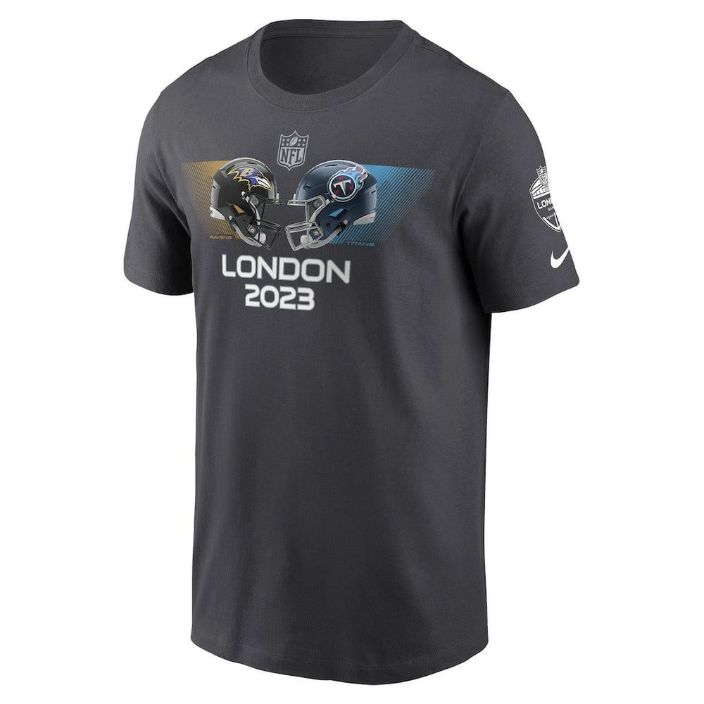 Baltimore Ravens vs. Tennessee Titans 2023 London Game Essential T-Shirt Anthracite | Nike for Sale