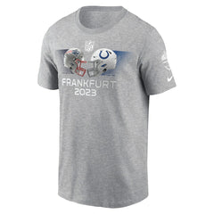 New England Patriots vs. Indianapolis Colts 2023 Frankfurt Game Essential T-Shirt Heather Gray | Nike for Sale