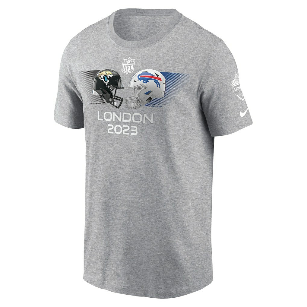 Jacksonville Jaguars vs. Buffalo Bills 2023 London Game T-Shirt Heather Charcoal | Nike for Sale