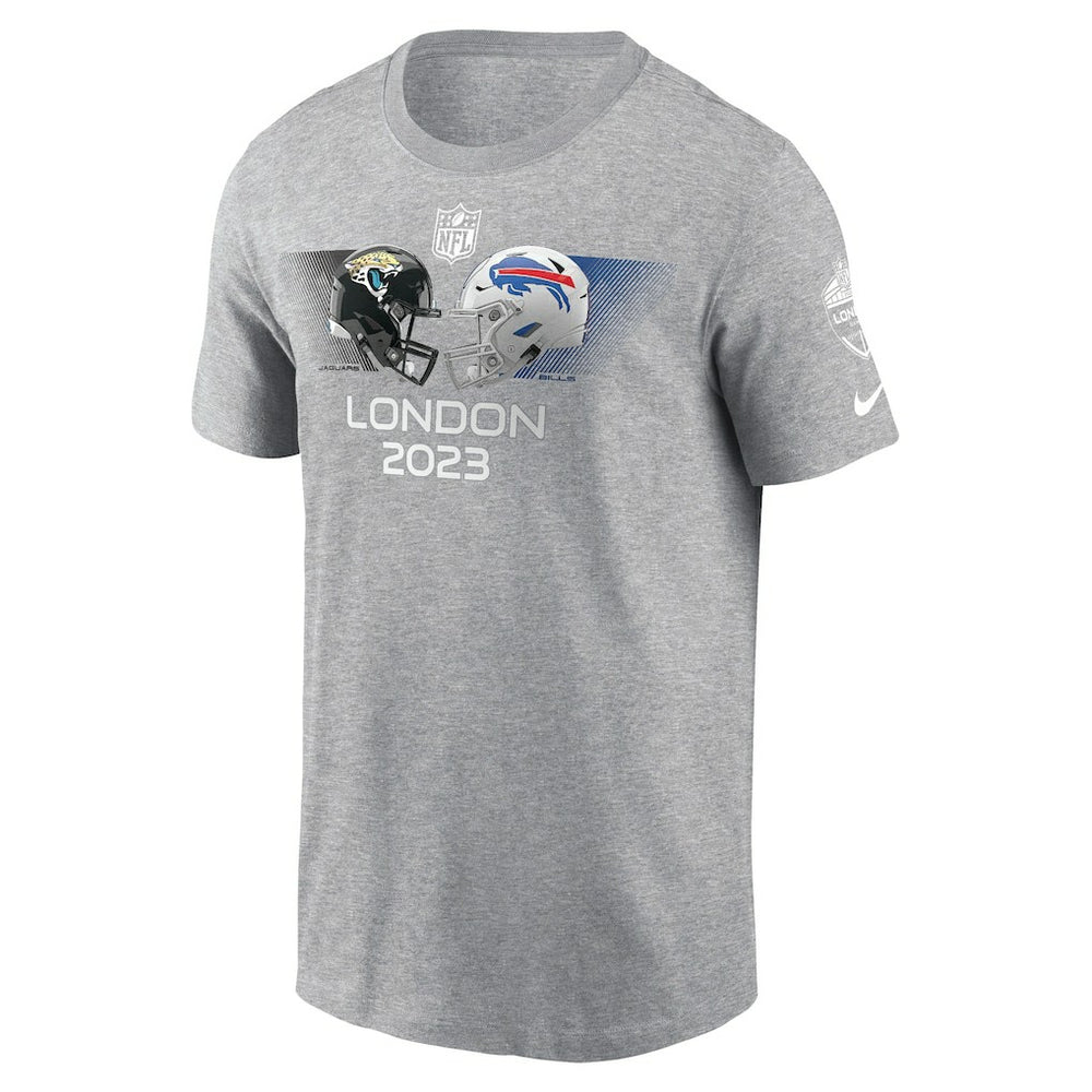 Jacksonville Jaguars vs. Buffalo Bills 2023 London Game T-Shirt Heather Charcoal | Nike for Sale