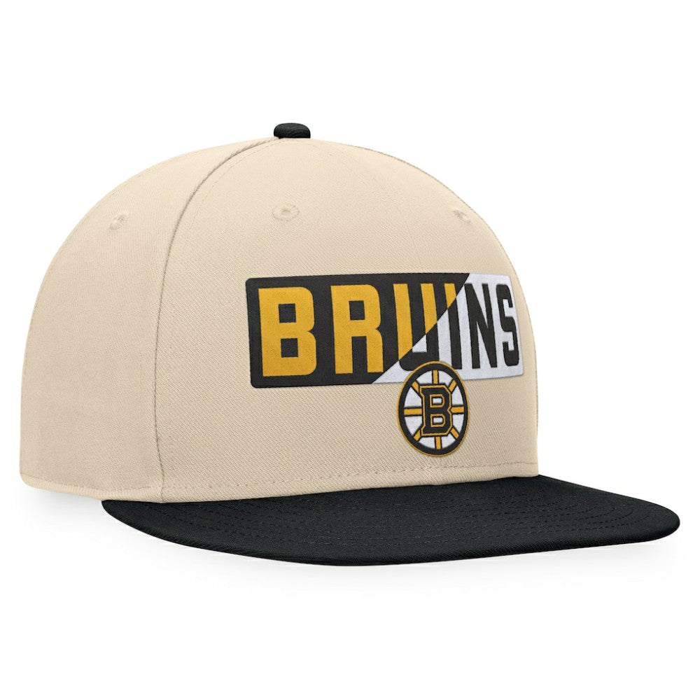 Boston Bruins Fanatics Goalaso Snapback Hat - Cream/Black - NHL