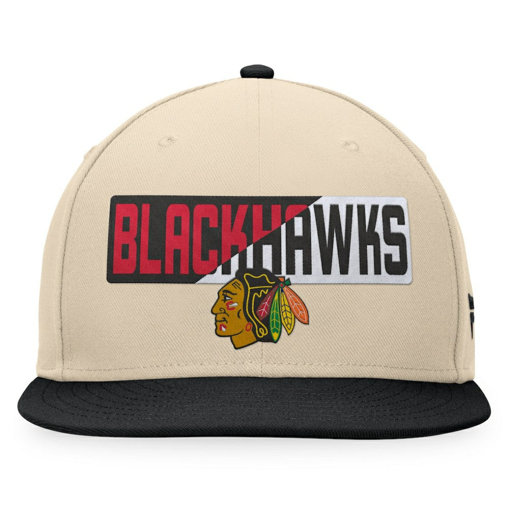 Chicago Blackhawks Fanatics Goalaso Snapback Hat - Cream/Black - NHL