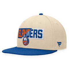 New York Islanders Fanatics Goalaso Snapback Hat - Cream/Royal - NHL
