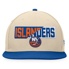 New York Islanders Fanatics Goalaso Snapback Hat - Cream/Royal - NHL