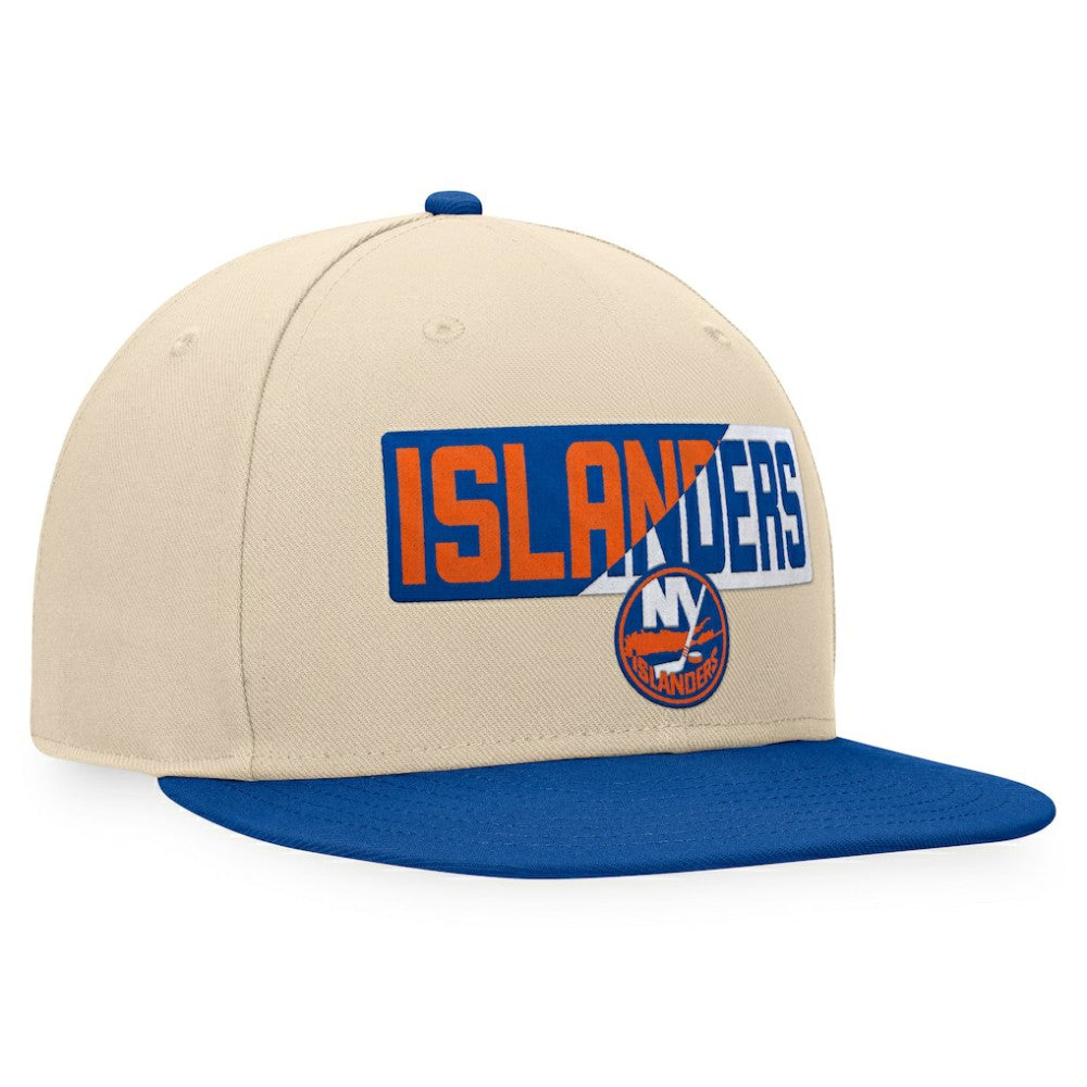 New York Islanders Fanatics Goalaso Snapback Hat - Cream/Royal - NHL