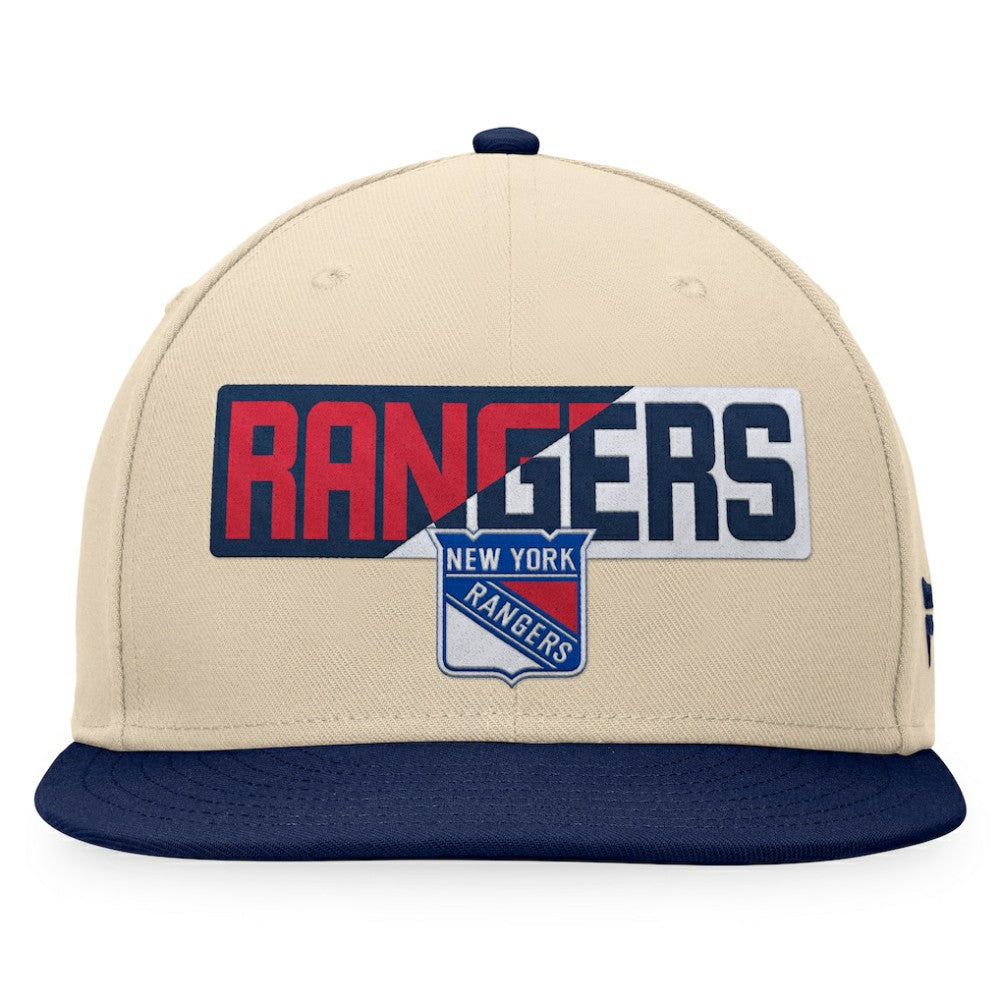 New York Rangers Fanatics Goalaso Snapback Hat - Cream/Navy - NHL