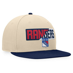 New York Rangers Fanatics Goalaso Snapback Hat - Cream/Navy - NHL