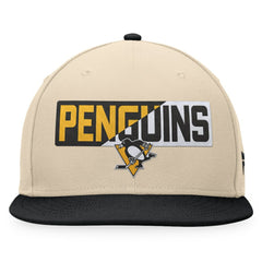 Pittsburgh Penguins Fanatics Goalaso Snapback Hat - Cream/Black - NHL
