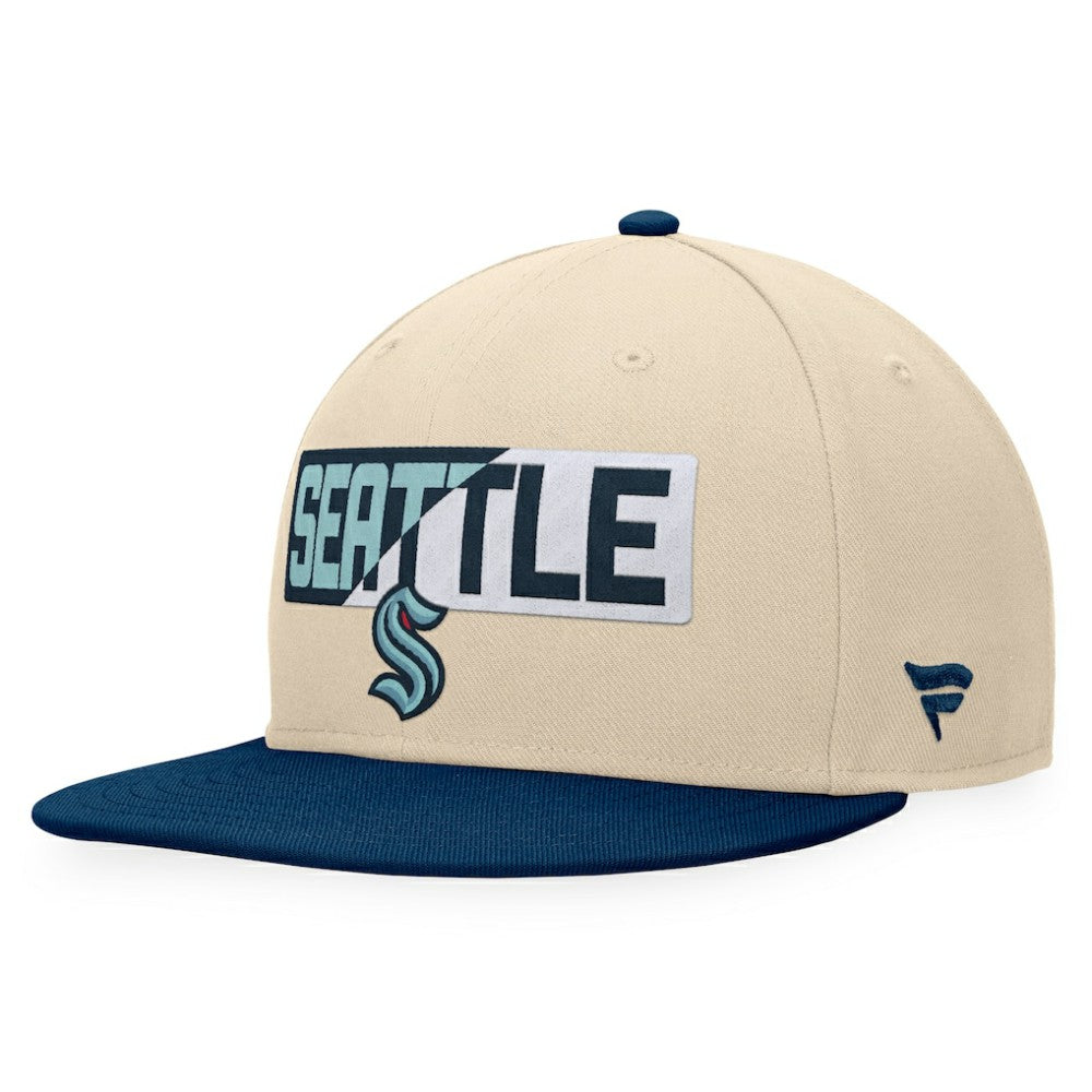 Seattle Kraken Fanatics Goalaso Snapback Hat - Cream/Deep Sea Blue - NHL