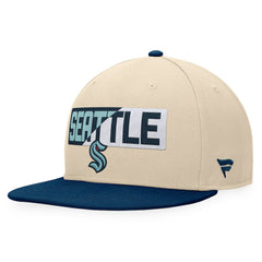 Seattle Kraken Fanatics Goalaso Snapback Hat - Cream/Deep Sea Blue - NHL