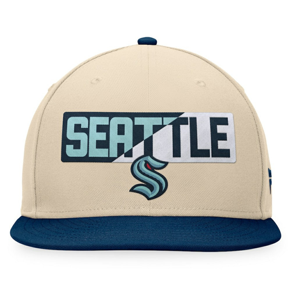 Seattle Kraken Fanatics Goalaso Snapback Hat - Cream/Deep Sea Blue - NHL
