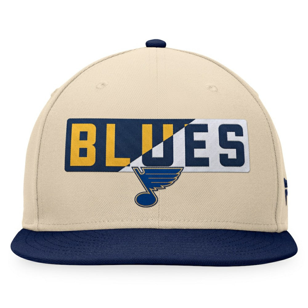 St. Louis Blues Fanatics Goalaso Snapback Hat - Cream/Navy - NHL
