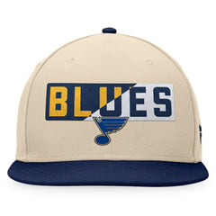 St. Louis Blues Fanatics Goalaso Snapback Hat - Cream/Navy - NHL