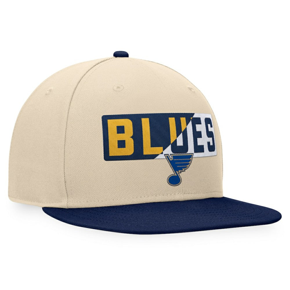 St. Louis Blues Fanatics Goalaso Snapback Hat - Cream/Navy - NHL