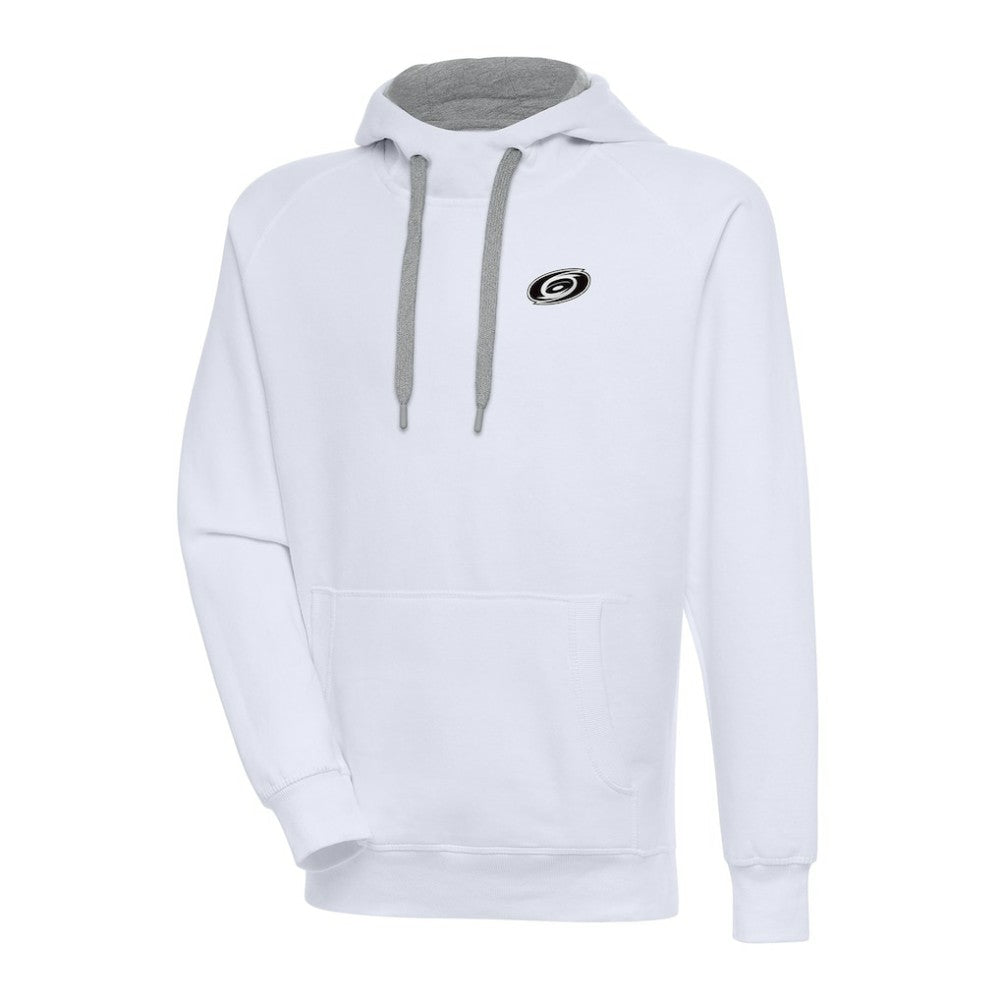 Carolina Hurricanes Antigua Metallic Logo Victory Pullover Hoodie - White - NHL