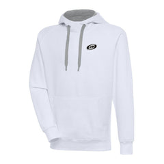 Carolina Hurricanes Antigua Metallic Logo Victory Pullover Hoodie - White - NHL
