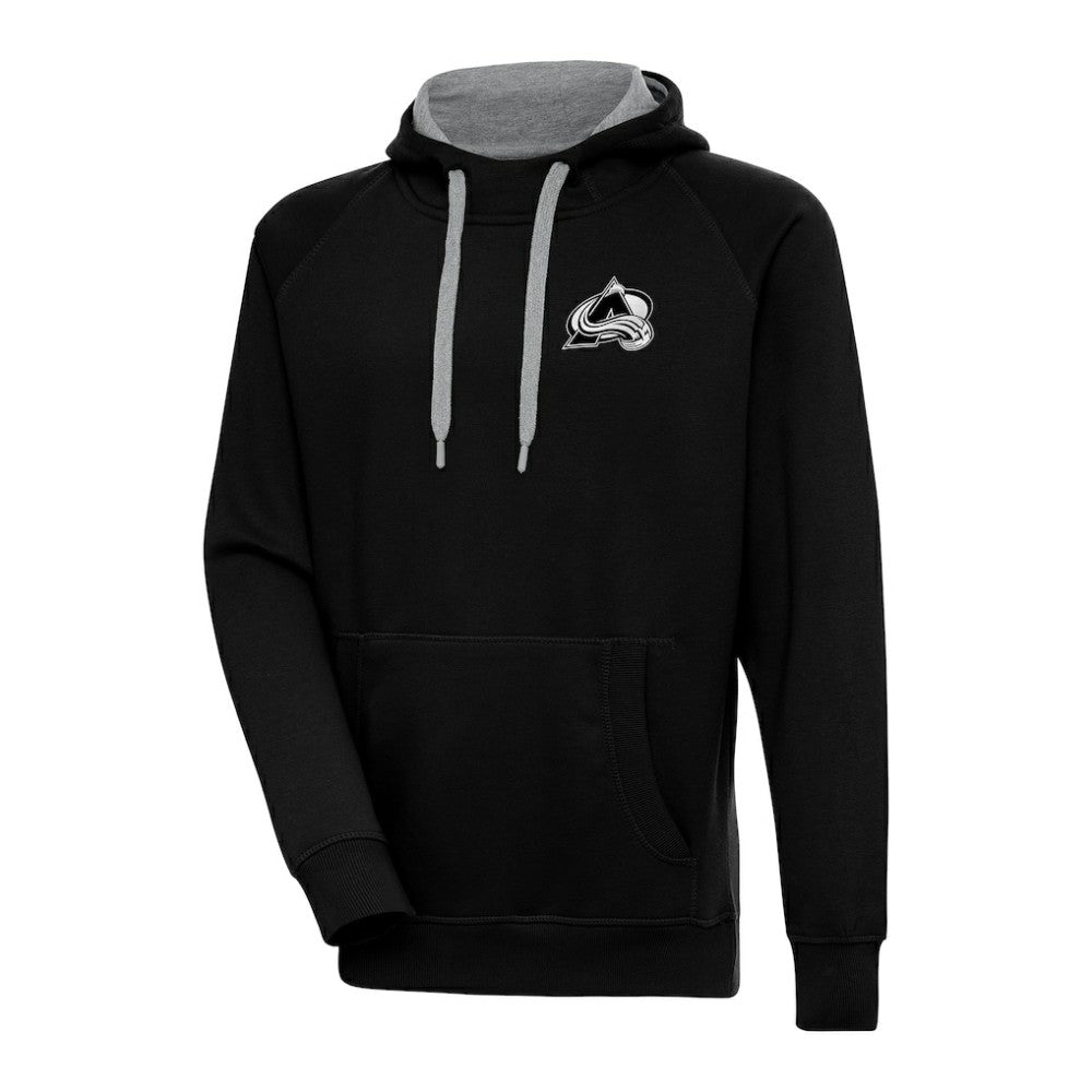 Colorado Avalanche Antigua Metallic Logo Victory Pullover Hoodie - Black - NHL