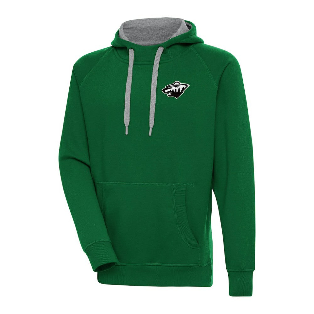 Minnesota Wild Antigua Metallic Logo Victory Pullover Hoodie - Green - NHL
