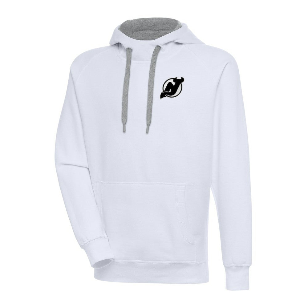 New Jersey Devils Antigua Metallic Logo Victory Pullover Hoodie - White - NHL