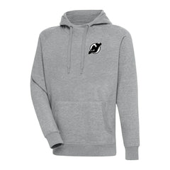 New Jersey Devils Antigua Metallic Logo Victory Pullover Hoodie - Heather Gray - NHL