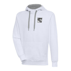 New York Rangers Antigua Metallic Logo Victory Pullover Hoodie - White - NHL