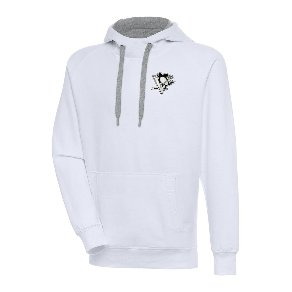 Pittsburgh Penguins Antigua Metallic Logo Victory Pullover Hoodie - White - NHL