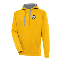 Pittsburgh Penguins Antigua Metallic Logo Victory Pullover Hoodie - Gold - NHL