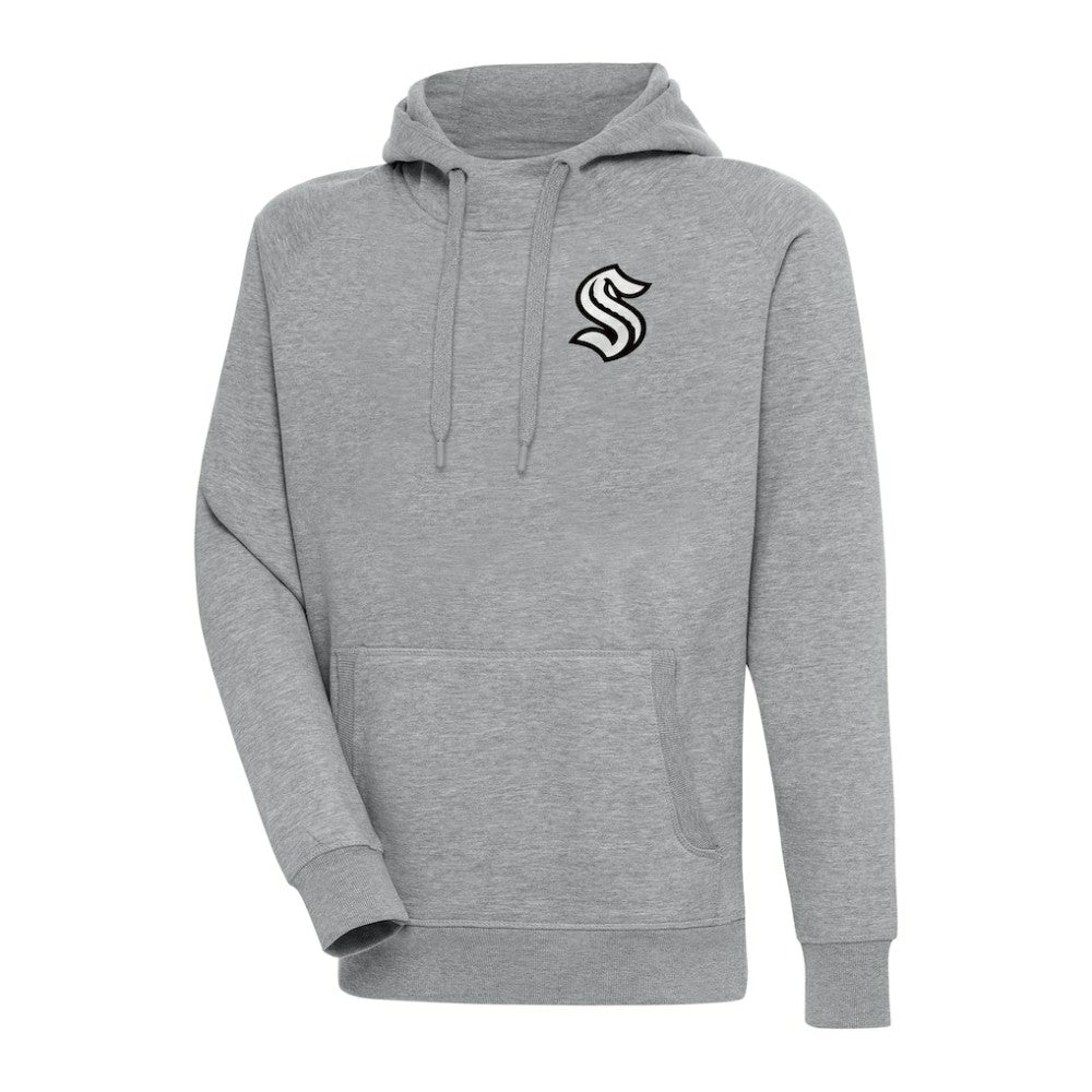Seattle Kraken Antigua Metallic Logo Victory Pullover Hoodie - Heather Gray - NHL