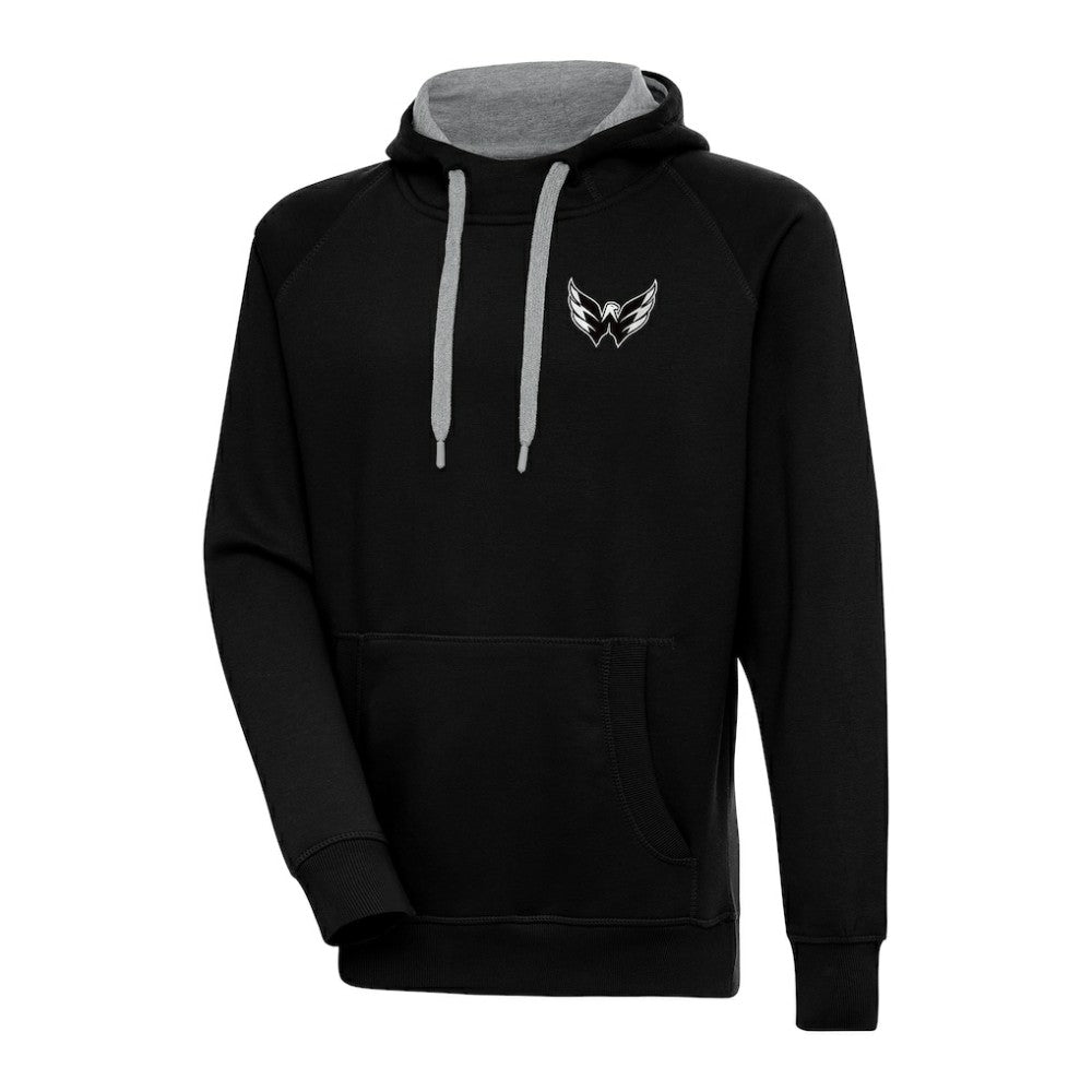 Washington Capitals Antigua Metallic Logo Victory Pullover Hoodie - Black - NHL