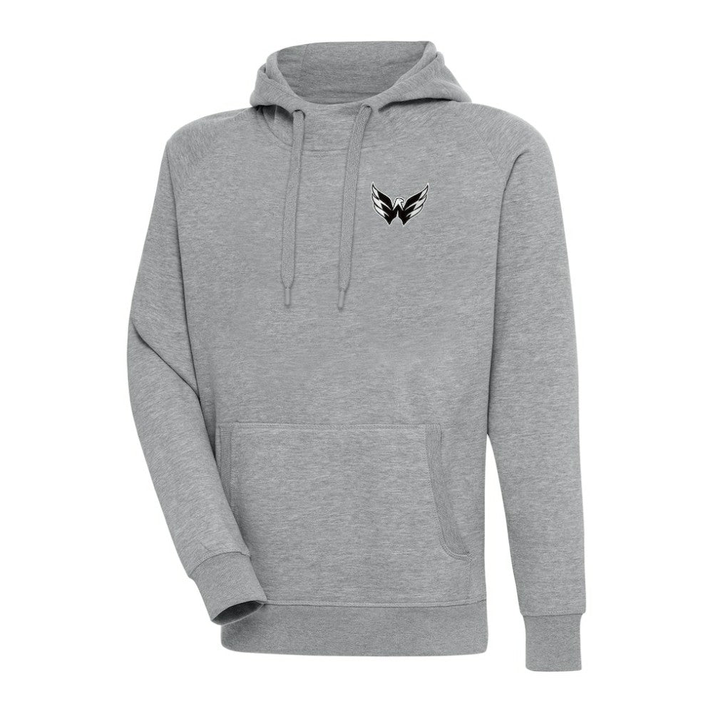 Washington Capitals Antigua Metallic Logo Victory Pullover Hoodie - Heather Gray - NHL