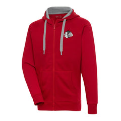 Chicago Blackhawks Antigua Metallic Logo Victory Full-Zip Hoodie - Red - NHL