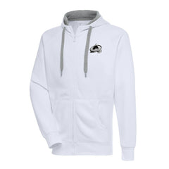 Colorado Avalanche Antigua Metallic Logo Victory Full-Zip Hoodie - White - NHL