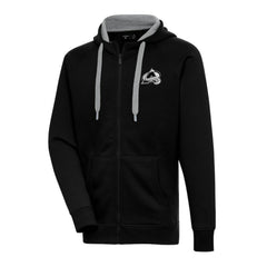 Colorado Avalanche Antigua Metallic Logo Victory Full-Zip Hoodie - Black - NHL