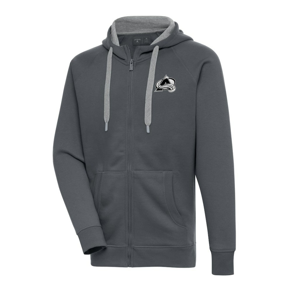 Colorado Avalanche Antigua Metallic Logo Victory Full-Zip Hoodie - Charcoal - NHL